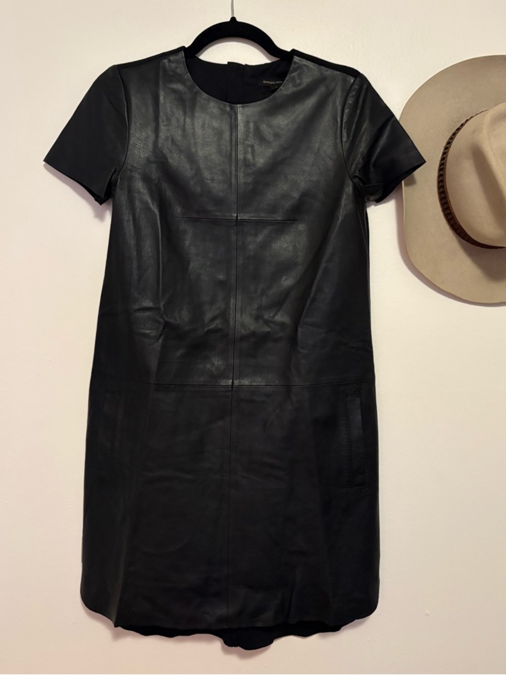 Banana Republic “Leather-Front Tee Dress”